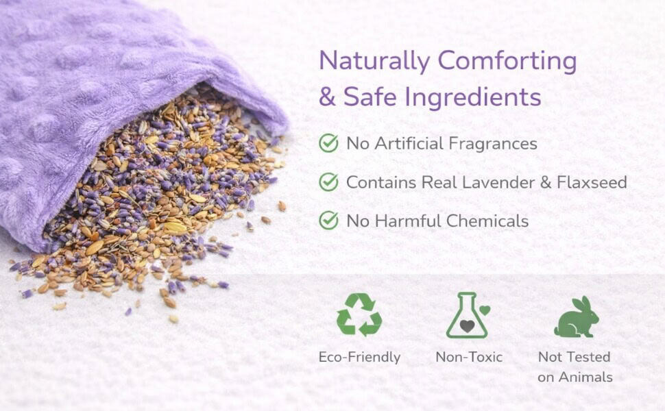 Lavender eye pillow filled with flaxseed and real lavender buds