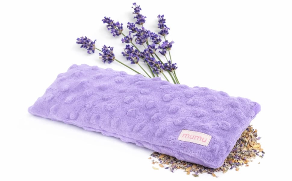 Mumu Wraps lavender eye pillow made with soft fleece and flaxseed filling